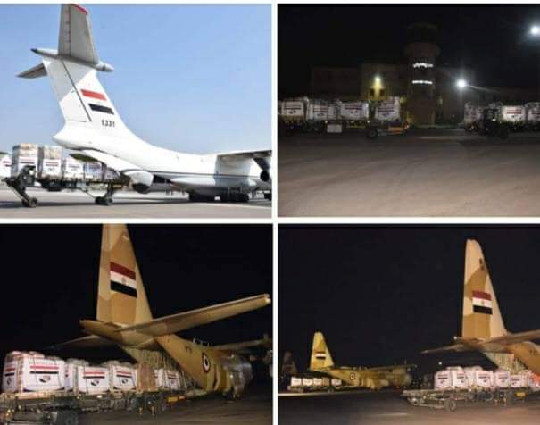 الرئيس السيسى يقدم الدعم ل السودان عن طريق إرسال المساعدات خلال الطريق الجوي.