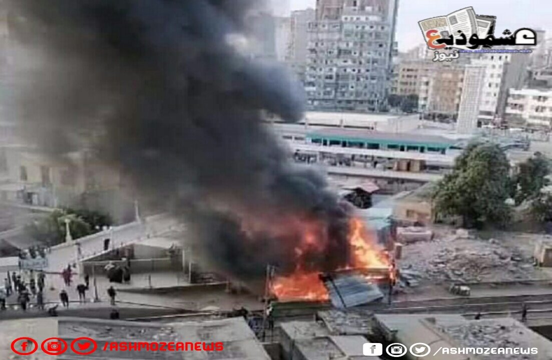 نشوب حريق بجانب محطة قطارات الزقازيق محافظة الشرقية