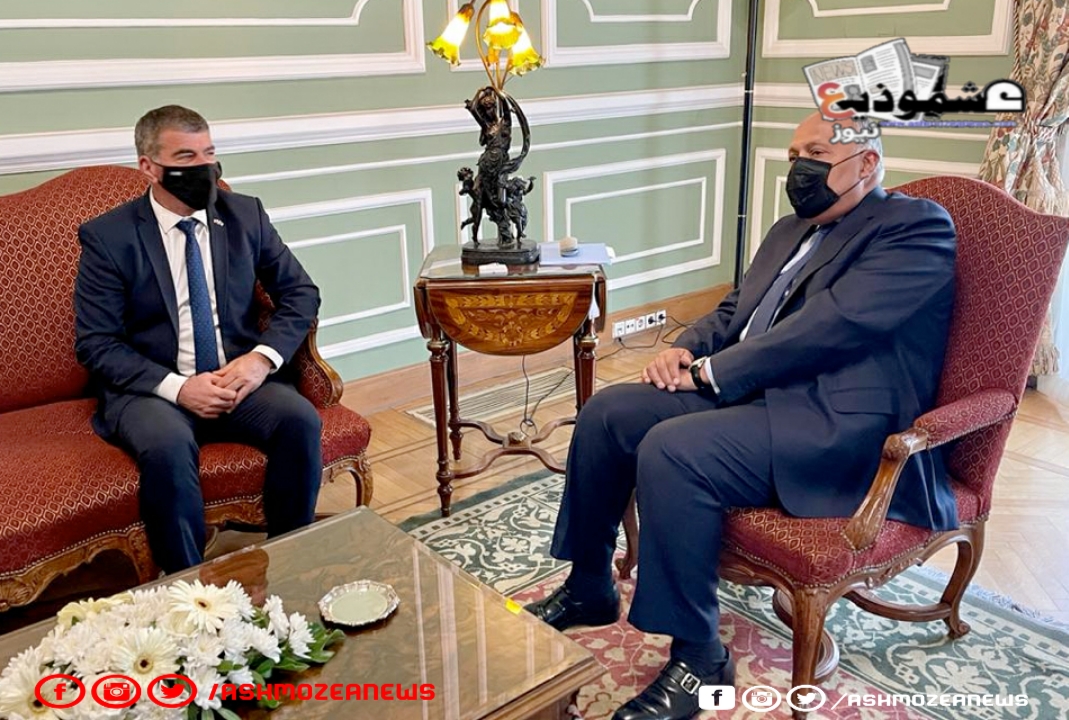 وزير الخارجية سامح شكري خلال اجتماعه مع وزير خارجية إسرائيل