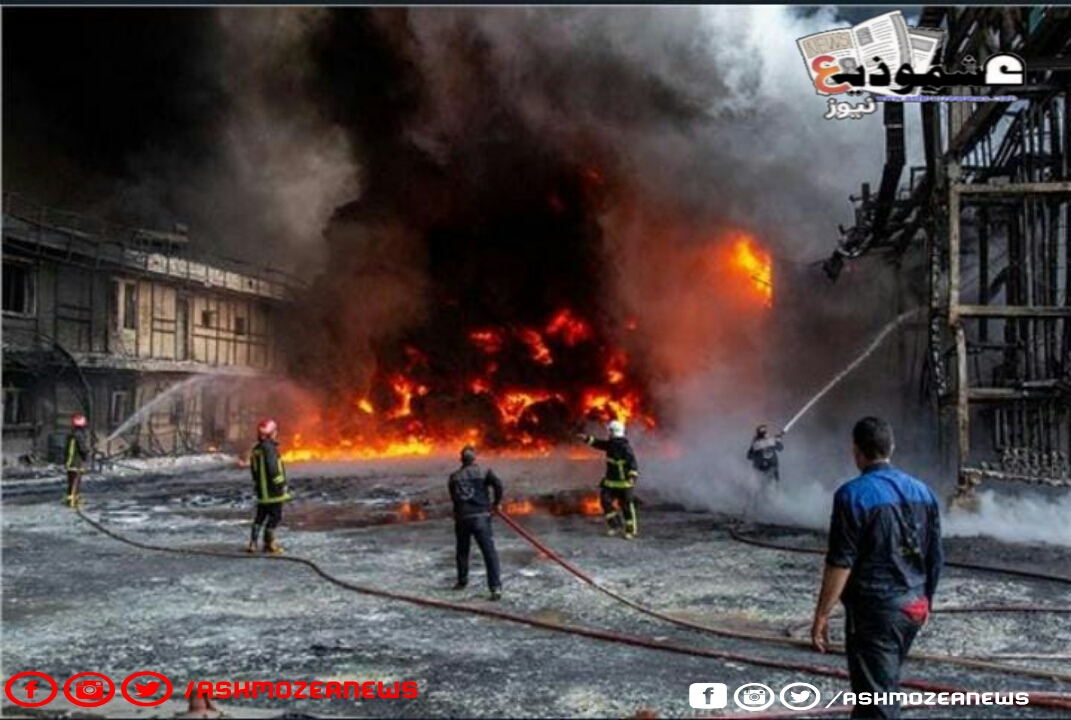 حريق في أحد مصانع الأثاث المنزلي في جنوب طهران. 