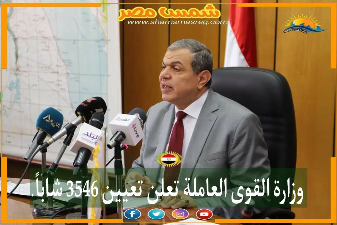 |شمس مصر|.. وزارة القوى العاملة تعلن تعيين 3546 شاباً. 