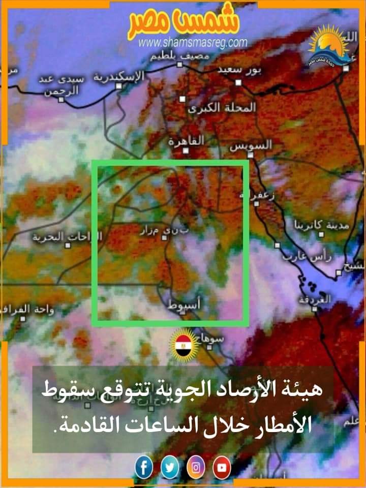 |شمس مصر|.. هيئة الأرصاد الجوية تتوقع سقوط الأمطار خلال الساعات القادمة.