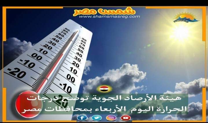 |شمس مصر|.. هيئة الأرصاد الجوية توضح درجات الحرارة اليوم الأربعاء بمحافظات مصر 