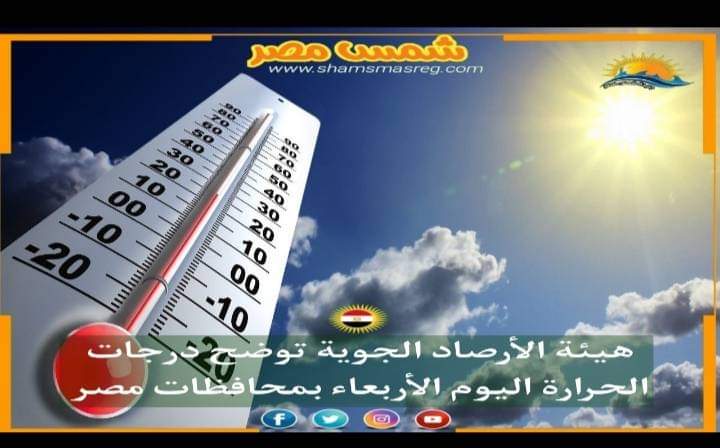 |شمس مصر|.. هيئة الأرصاد الجوية توضح درجات الحرارة اليوم الأربعاء بمحافظات مصر
